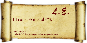 Lincz Euszták névjegykártya